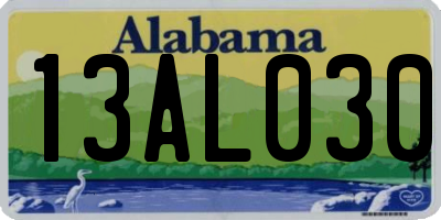 AL license plate 13AL030