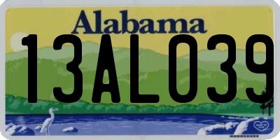 AL license plate 13AL039