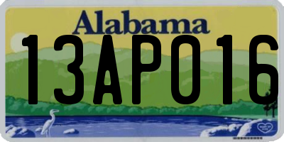 AL license plate 13AP016