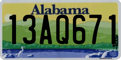 AL license plate 13AQ671