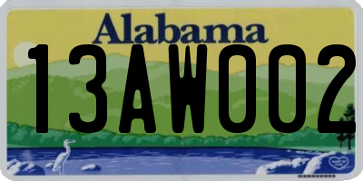 AL license plate 13AW002