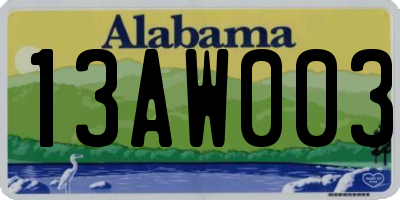 AL license plate 13AW003