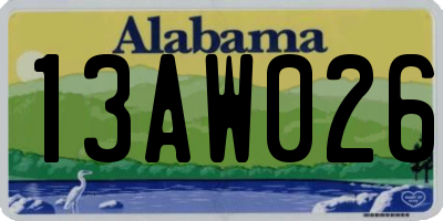 AL license plate 13AW026