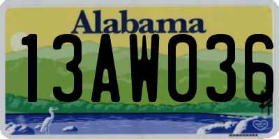 AL license plate 13AW036