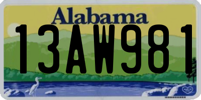 AL license plate 13AW981