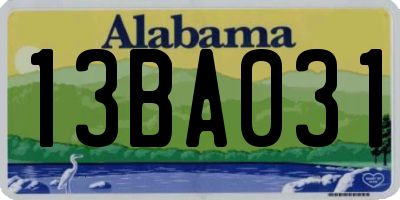 AL license plate 13BA031