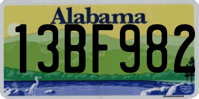 AL license plate 13BF982