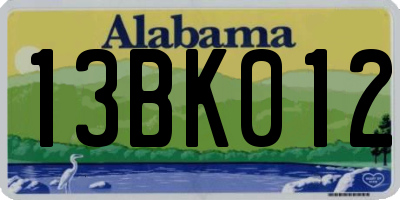 AL license plate 13BK012
