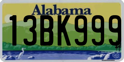 AL license plate 13BK999