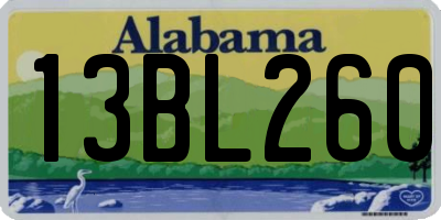 AL license plate 13BL260