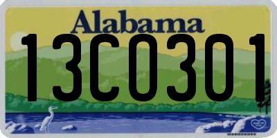 AL license plate 13CO301