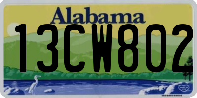 AL license plate 13CW802