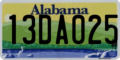 AL license plate 13DA025