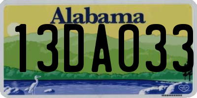 AL license plate 13DA033
