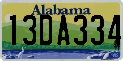 AL license plate 13DA334