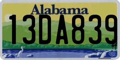 AL license plate 13DA839
