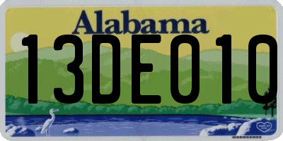 AL license plate 13DE010