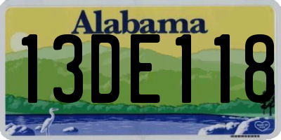AL license plate 13DE118
