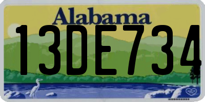 AL license plate 13DE734