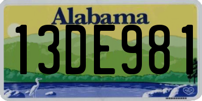 AL license plate 13DE981