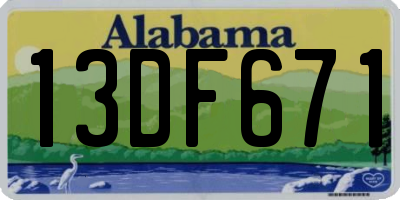 AL license plate 13DF671