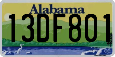 AL license plate 13DF801