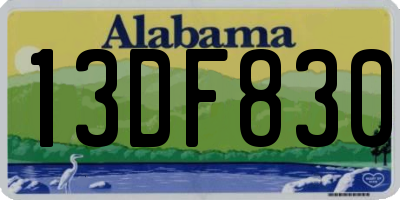 AL license plate 13DF830