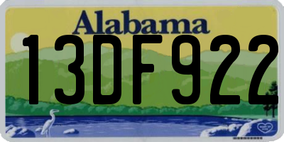 AL license plate 13DF922
