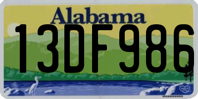 AL license plate 13DF986