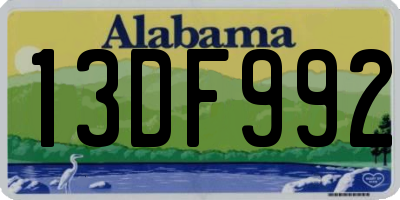 AL license plate 13DF992