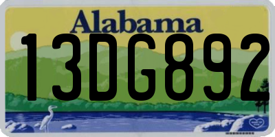 AL license plate 13DG892