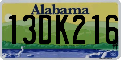 AL license plate 13DK216