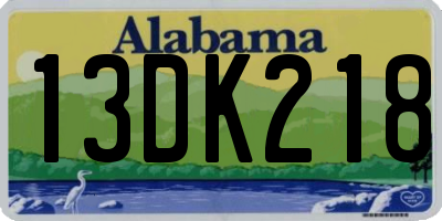 AL license plate 13DK218
