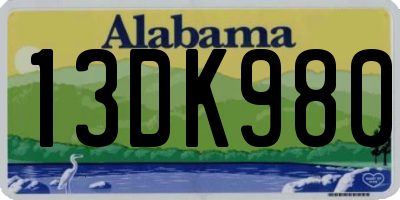AL license plate 13DK980