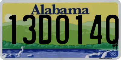 AL license plate 13DO140