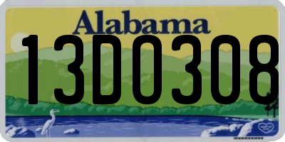 AL license plate 13DO308