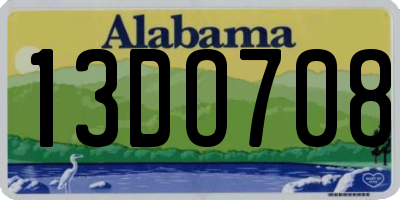 AL license plate 13DO708