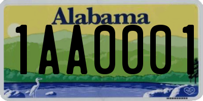 AL license plate 1AA0001