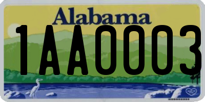 AL license plate 1AA0003