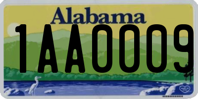 AL license plate 1AA0009