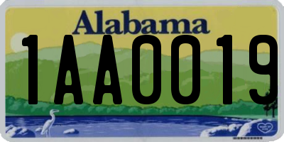 AL license plate 1AA0019