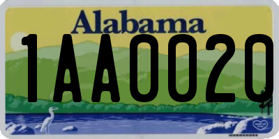 AL license plate 1AA0020