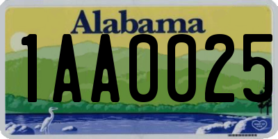 AL license plate 1AA0025