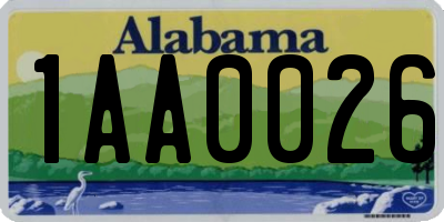 AL license plate 1AA0026