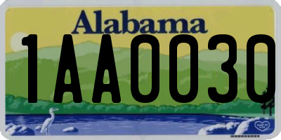 AL license plate 1AA0030