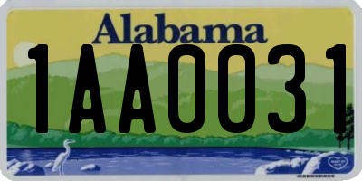 AL license plate 1AA0031