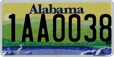 AL license plate 1AA0038