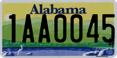 AL license plate 1AA0045