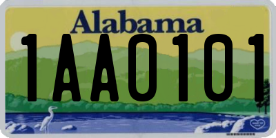 AL license plate 1AA0101