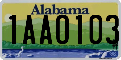 AL license plate 1AA0103